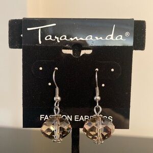 Taramanda Silver and Brown Crystal Earrings